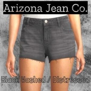 ARIZONA Black Legend Women's/Juniors Mid Rise Distressed Shorts